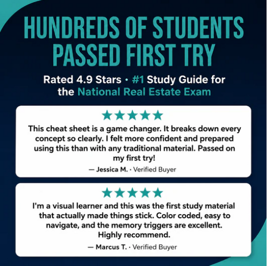 National Real Estate Exam Cheat Sheet